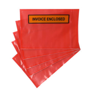 1000pcs 115mm x 165mm Invoice Enclosed Sticker Pouch Doculopes Printed Red