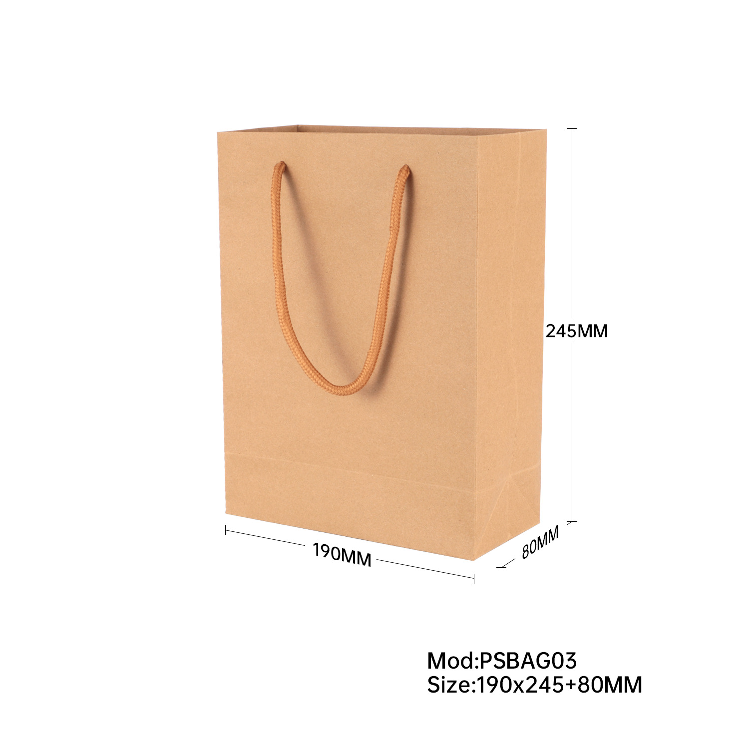 250pcs Kraft Paper Shopping Carry Bag 190×245x80mm 250pcs Kraft Paper Shopping Carry Bag 190×245x80mm