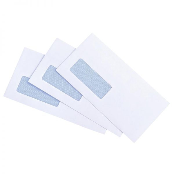 500pcs DL Window Faced White Envelopes 110x220mm 80GSM