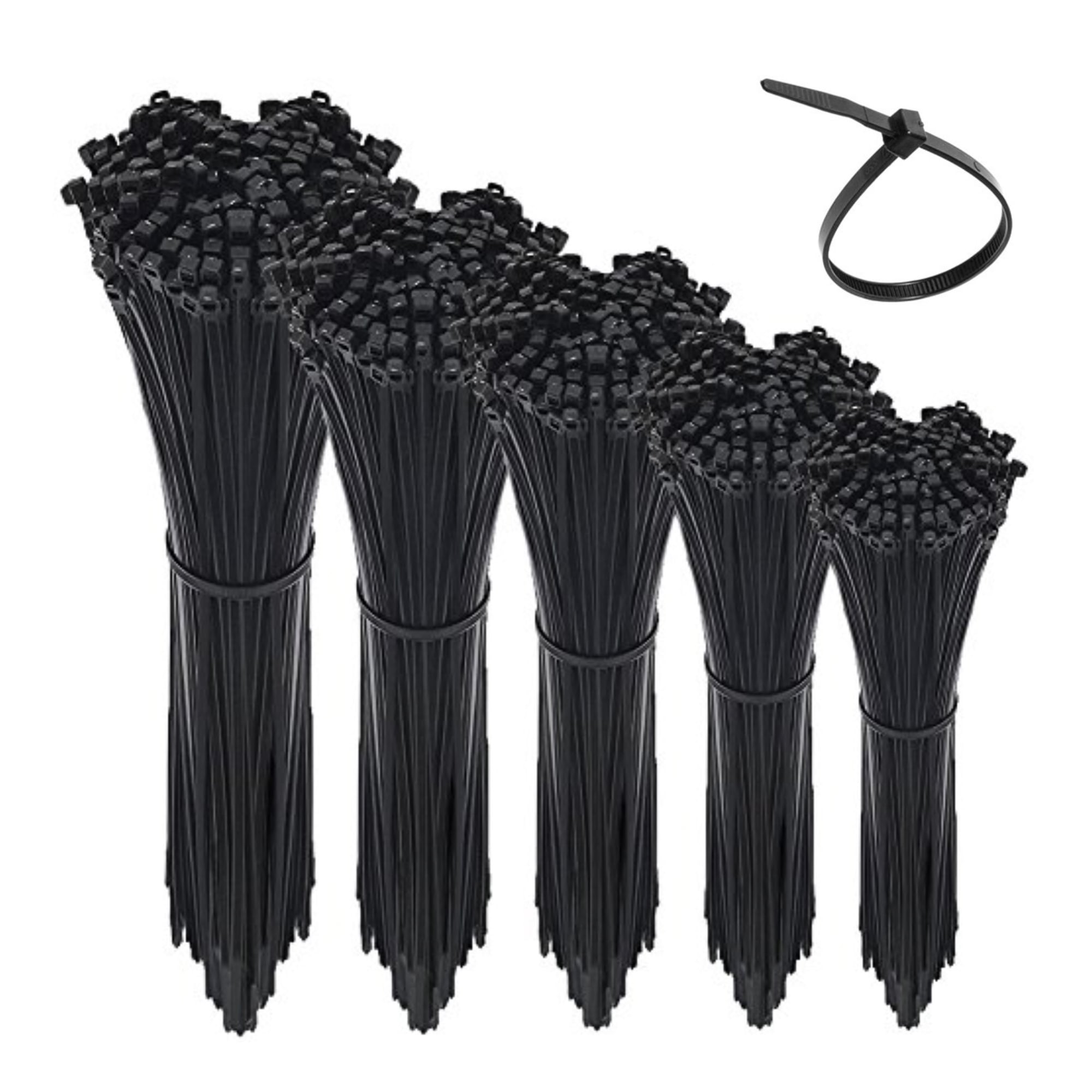 100pcs Cable Zip Ties 7.6mm x 370mm Black Nylon UV Stabilised - Stanley  Packaging