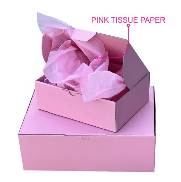100pcs Full Pink 220 x 160 x 77mm Diecut Mailing Box