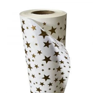 Wrapping Paper Roll 500mm X 60m Gold Star 80GSM