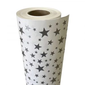 Wrapping Paper Roll 500mm X 60m Silver Star 80GSM