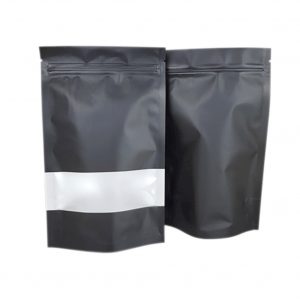100x Black Stand Up Pouches with Window 110x170mm