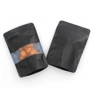 100x Black Stand Up Pouches with Window 130x210mm