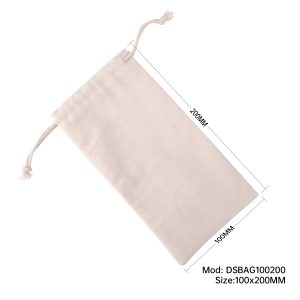 300pcs Calico Drawstring Bags 100x200mm Natural Cotton Pouches