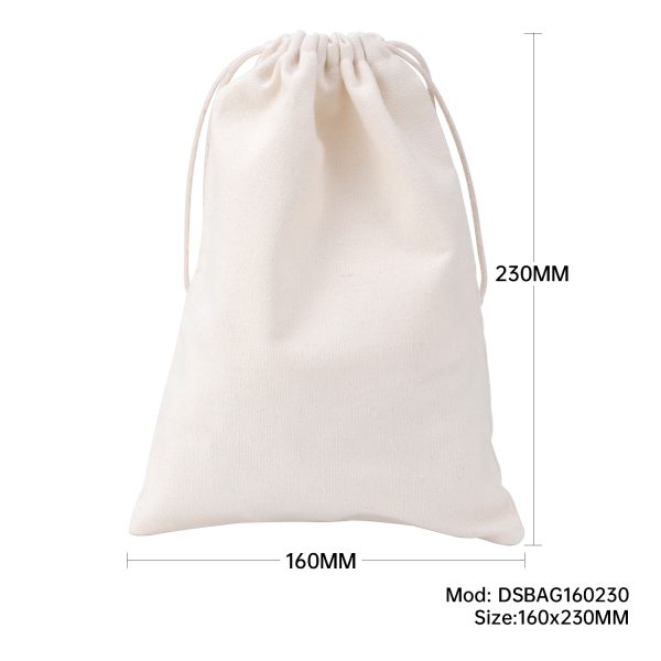 50pcs Calico Drawstring Bag 160x230mm Natural Cotton Pouches