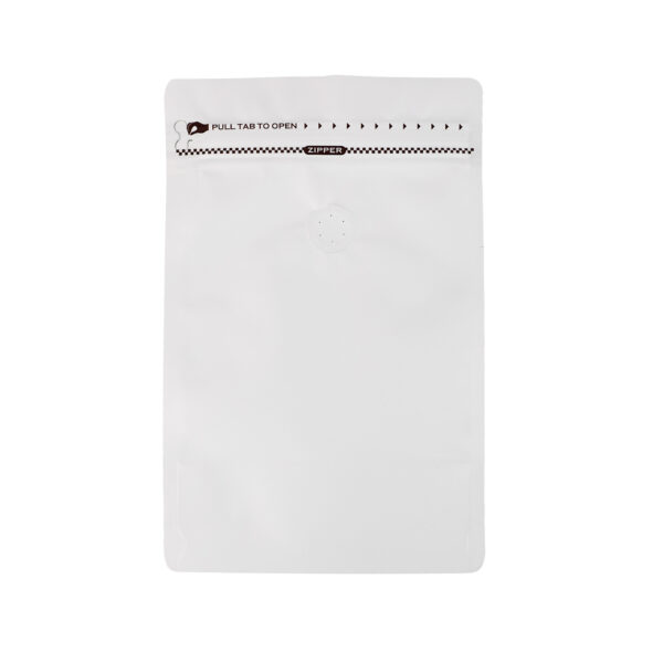 1KG White Coffee Bag 140um Air Degassing Valve 100pcs