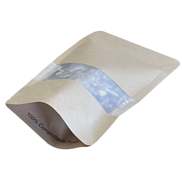 100x Biodegradable Stand Up Pouch with Window 110x170mm