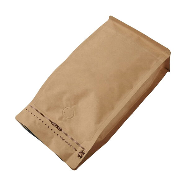 500G Kraft Paper Stand Up Coffee Bag Air Degassing Valve 100pcs