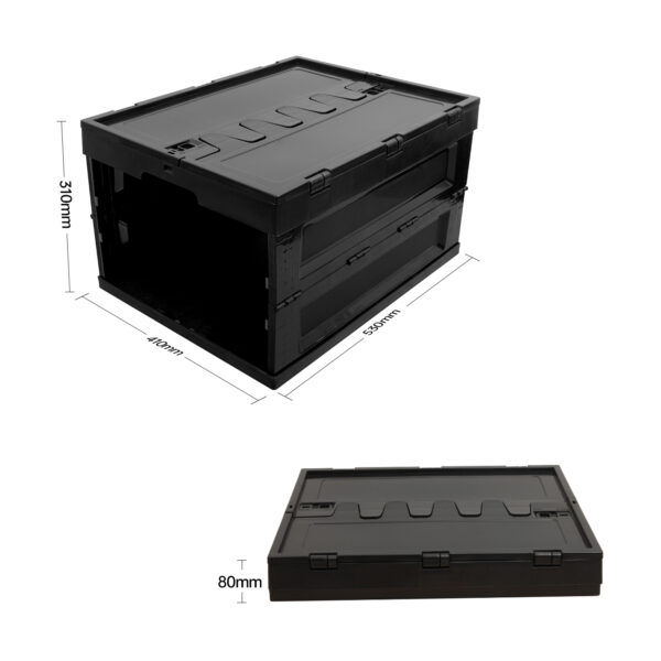 Folding Storage Box Workshop Container 53L Black 5pcs