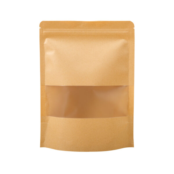 500x Kraft paper Stand Up Pouches with Window-Coated-90x140mm