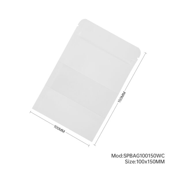 500x White Stand Up Pouches with Window-Coated-100x150mm
