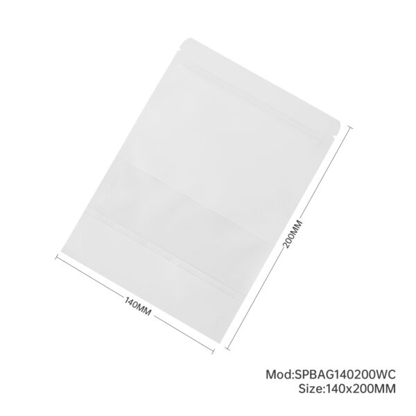 500x White Stand Up Pouches with Window-Coated-140x200mm