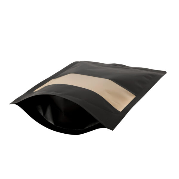 300x Black Stand Up Pouches with Window-Coated-200x300mm