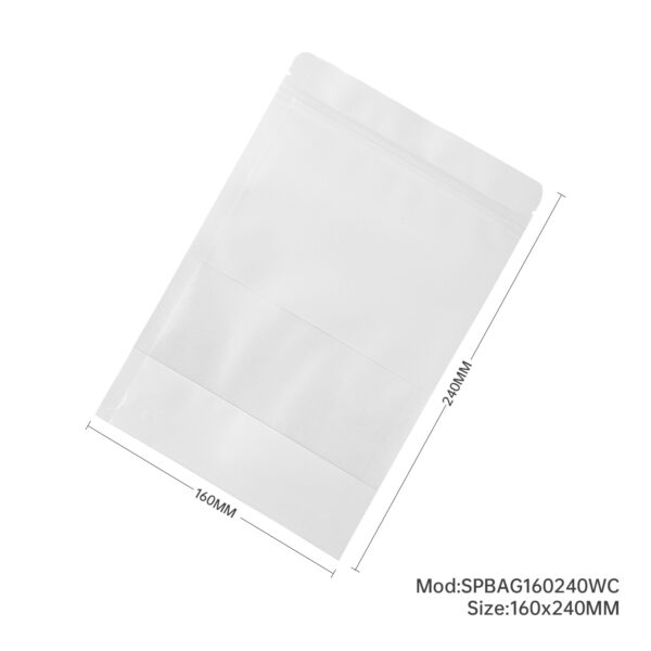 300x White Stand Up Pouches with Window-Coated-160x240mm