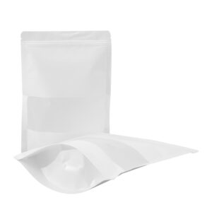 500x White Stand Up Pouches with Window-Coated-120x200mm
