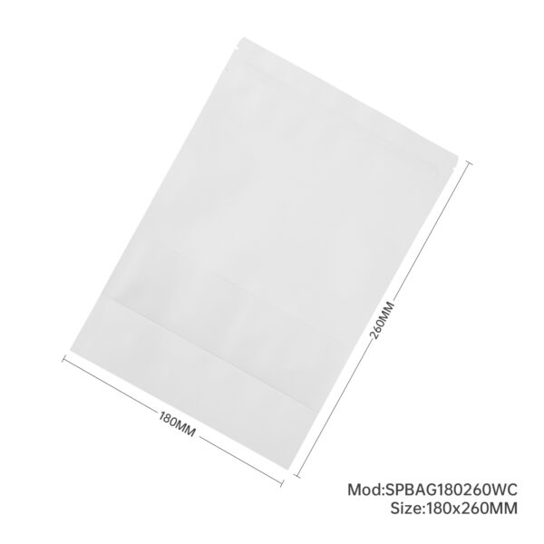 300x White Stand Up Pouches with Window-Coated-180x260mm