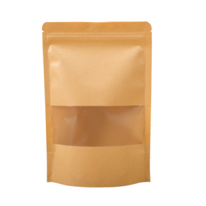 300x Kraft Paper Stand Up Pouches with Window-Coated-200x300mm