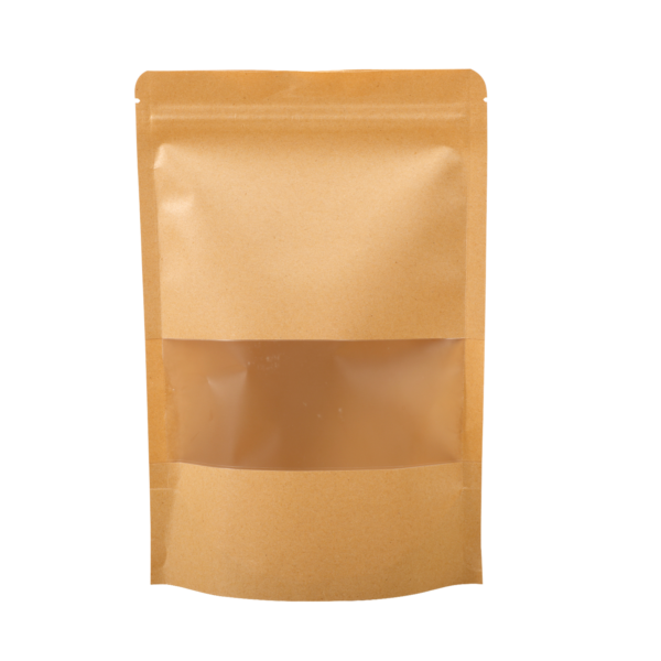 300x Kraft Paper Stand Up Pouches with Window-Coated-230x330mm