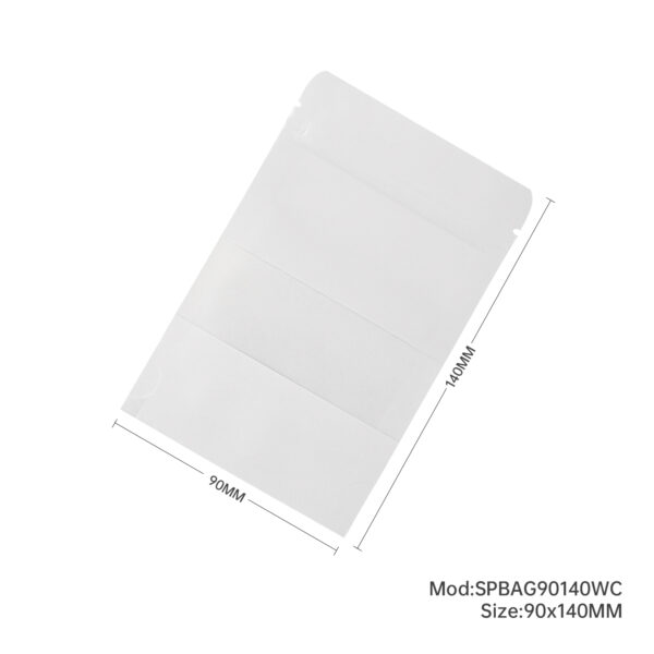 500x White Stand Up Pouches with Window-Coated-90x140mm
