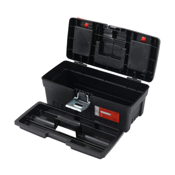Plastic Black Tool Box with Metal Latches 355x165x145mm