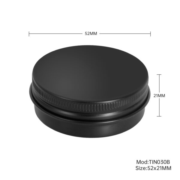 30ML BLACK Aluminium Tin Jar Base & Lid Screw Cap 100 per carton