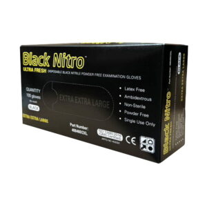 Black Nitro Powder Free Examination Nitrile Heavy Duty Gloves-2XLARGE