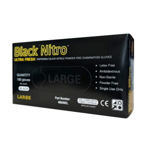 Black Nitro Powder Free Examination Nitrile Heavy Duty Gloves-LARGE