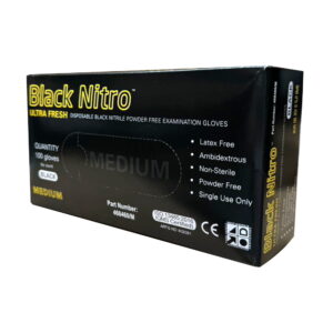 Black Nitro Powder Free Examination Nitrile Heavy Duty Gloves-MEDIUM