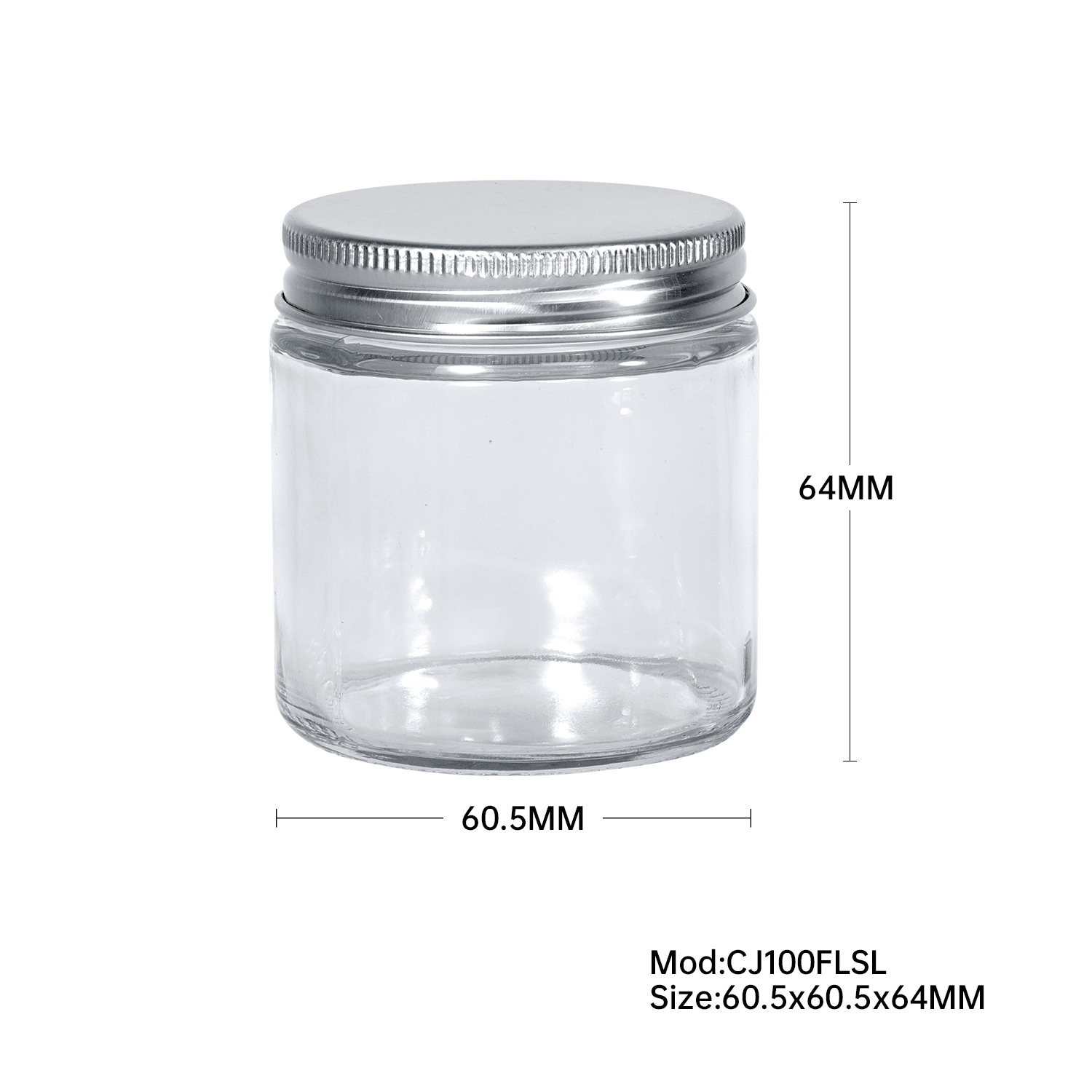 100ML Flint Glass Jar with Matte Silver Screw Lid 105PK/Ctn 100ML Flint Glass Jar with Matte Silver Screw Lid 105PK/Ctn