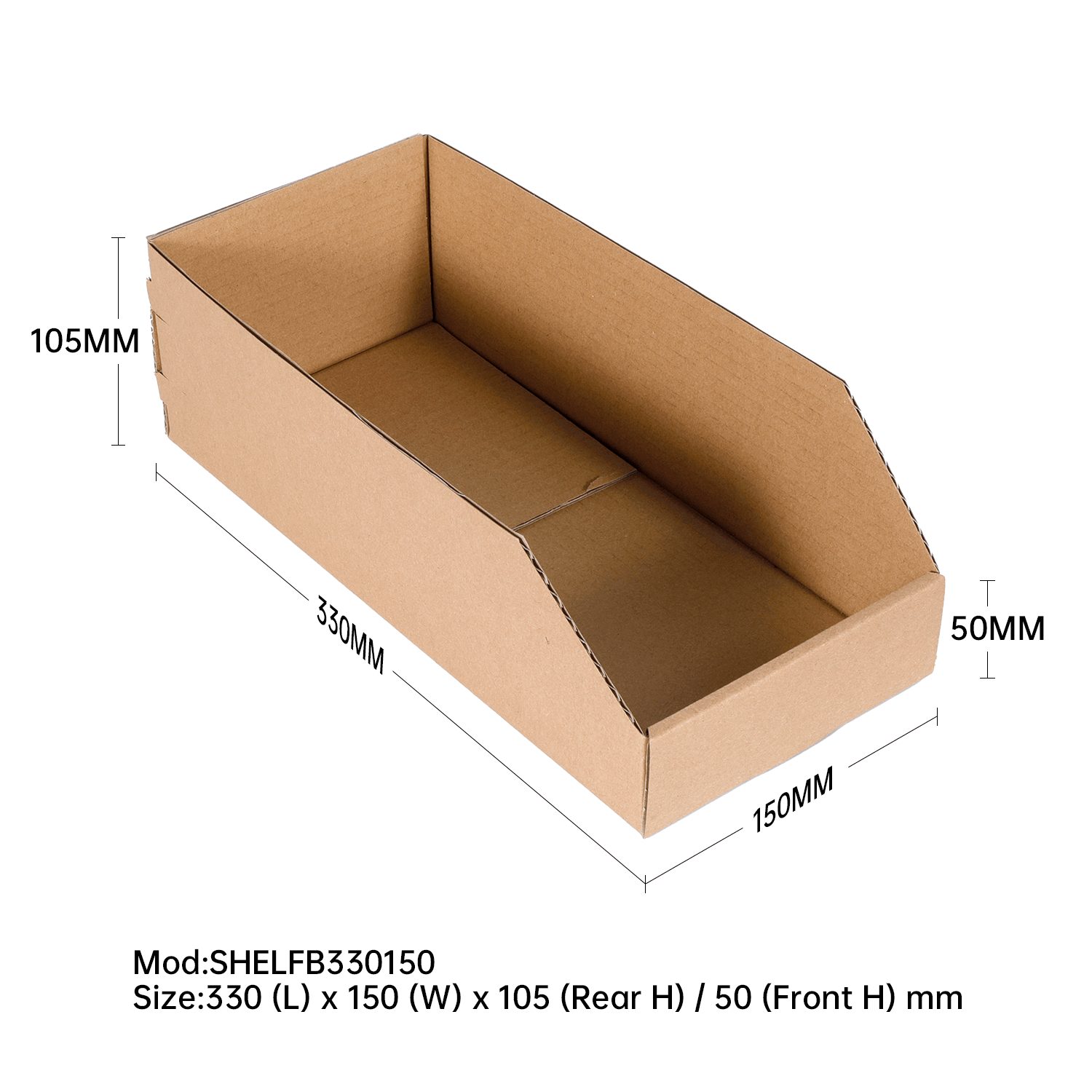 Shelf Box 330 x 150 x 105/50mm Kraft 25pack Shelf Box 330 x 150 x 105/50mm Kraft 25pack