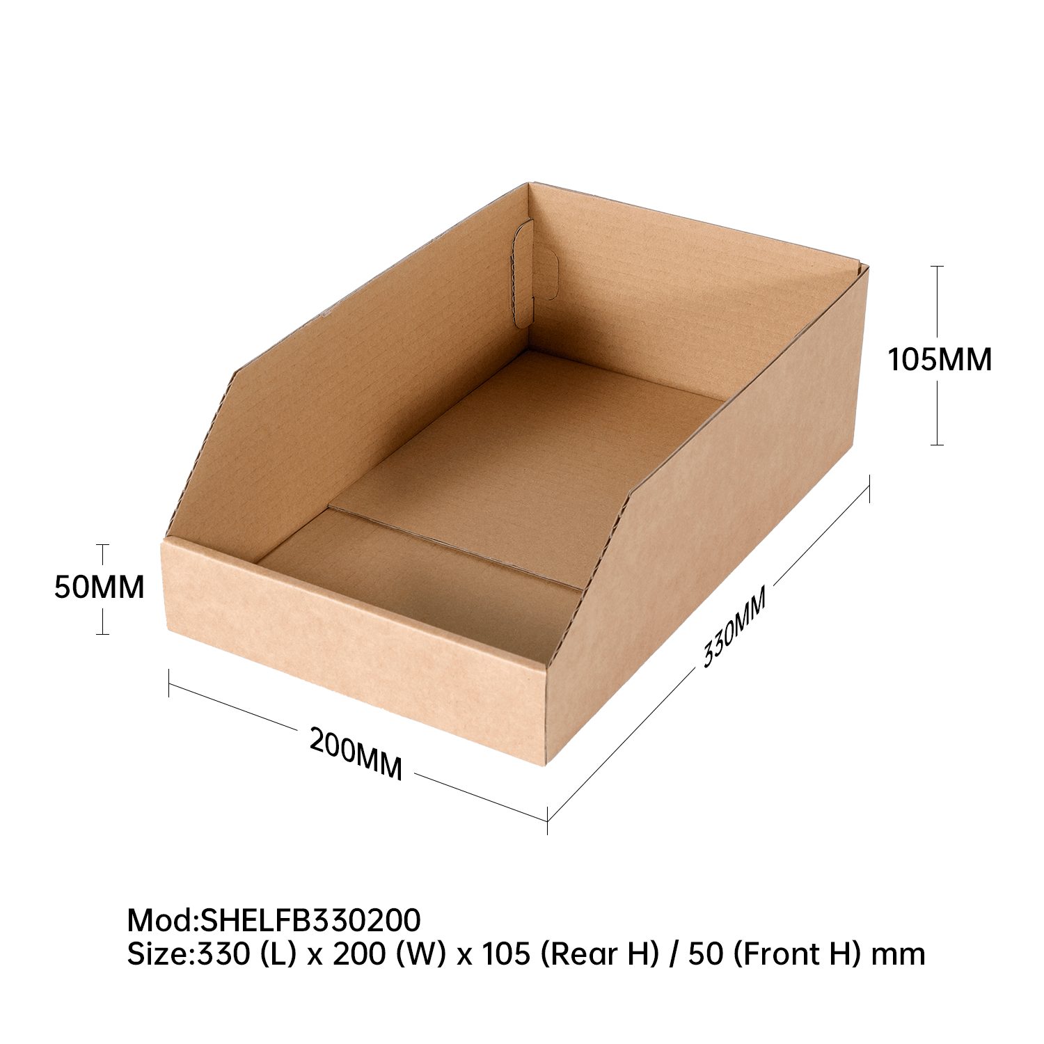 Shelf Box 330 x 200 x 105/50mm Kraft 25pack Shelf Box 330 x 200 x 105/50mm Kraft 25pack