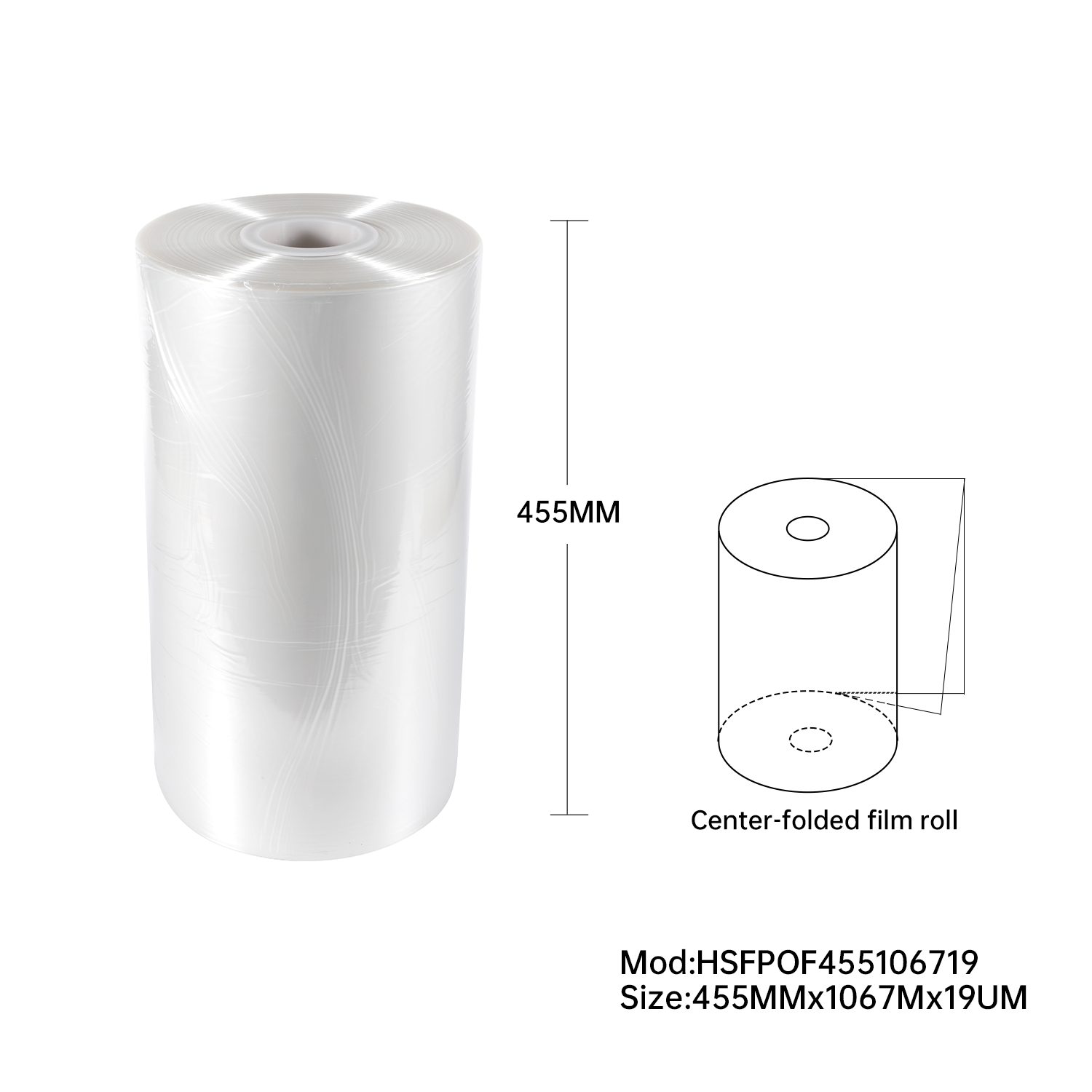 POF Heat Shrink Film Roll 455mm x 1067m 19 Micron Clear Polyolefin Wrap POF Heat Shrink Film Roll 455mm x 1067m 19 Micron Clear Polyolefin Wrap