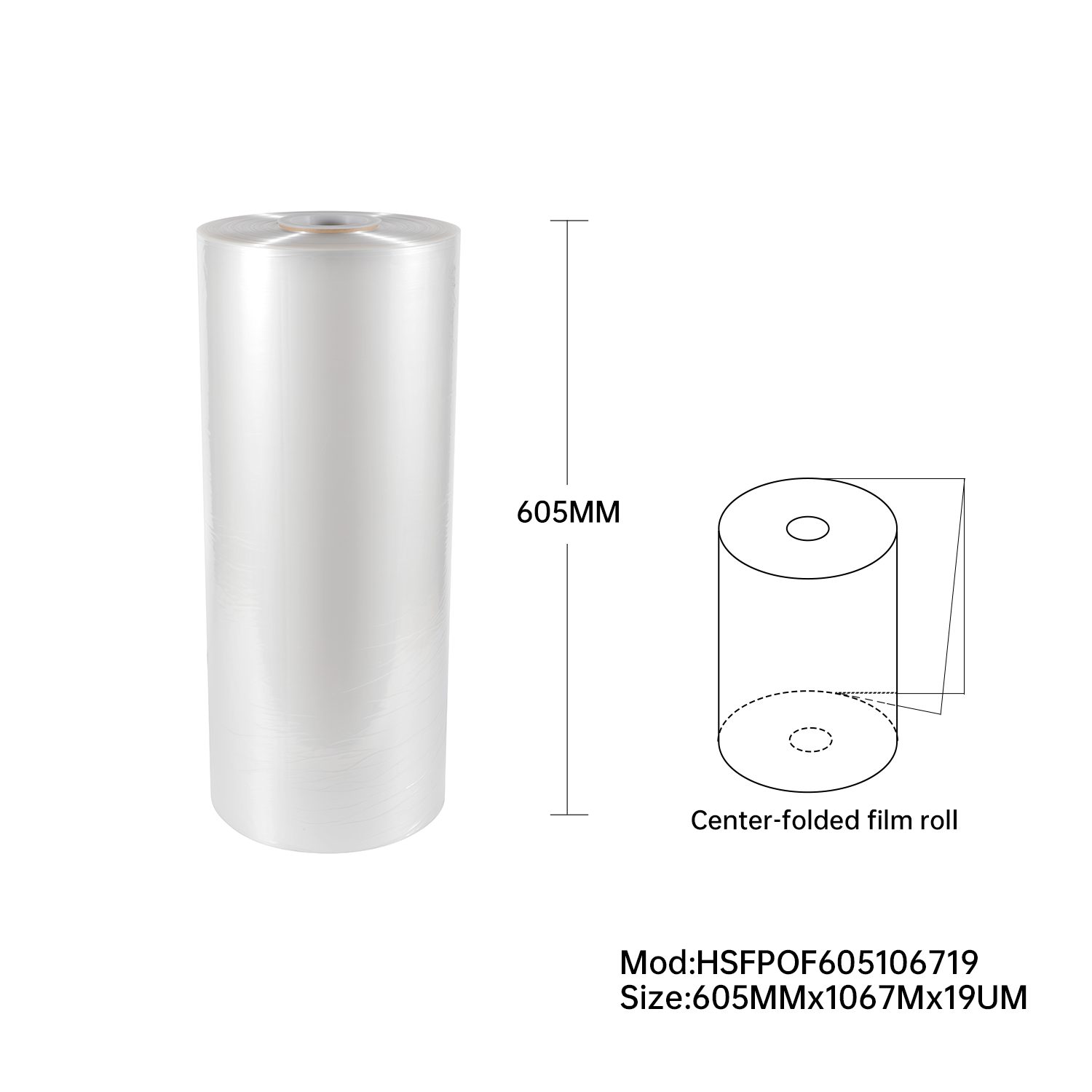 POF Heat Shrink Film Roll 605mm x 1067m 19 Micron Clear Polyolefin Wrap POF Heat Shrink Film Roll 605mm x 1067m 19 Micron Clear Polyolefin Wrap